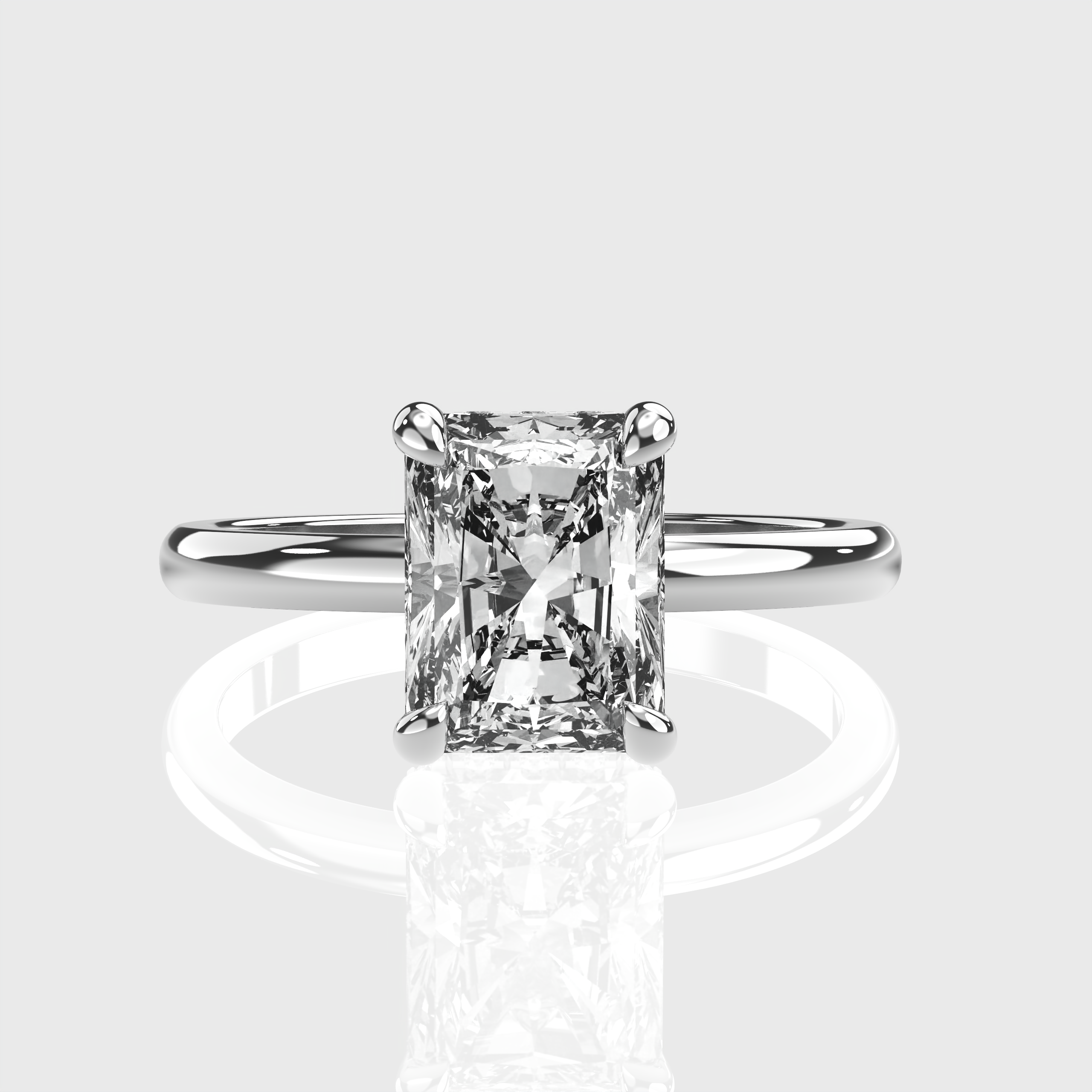 Classic Radiant-Cut Lab-Grown Diamond Engagement Ring with Hidden Halo Setting
