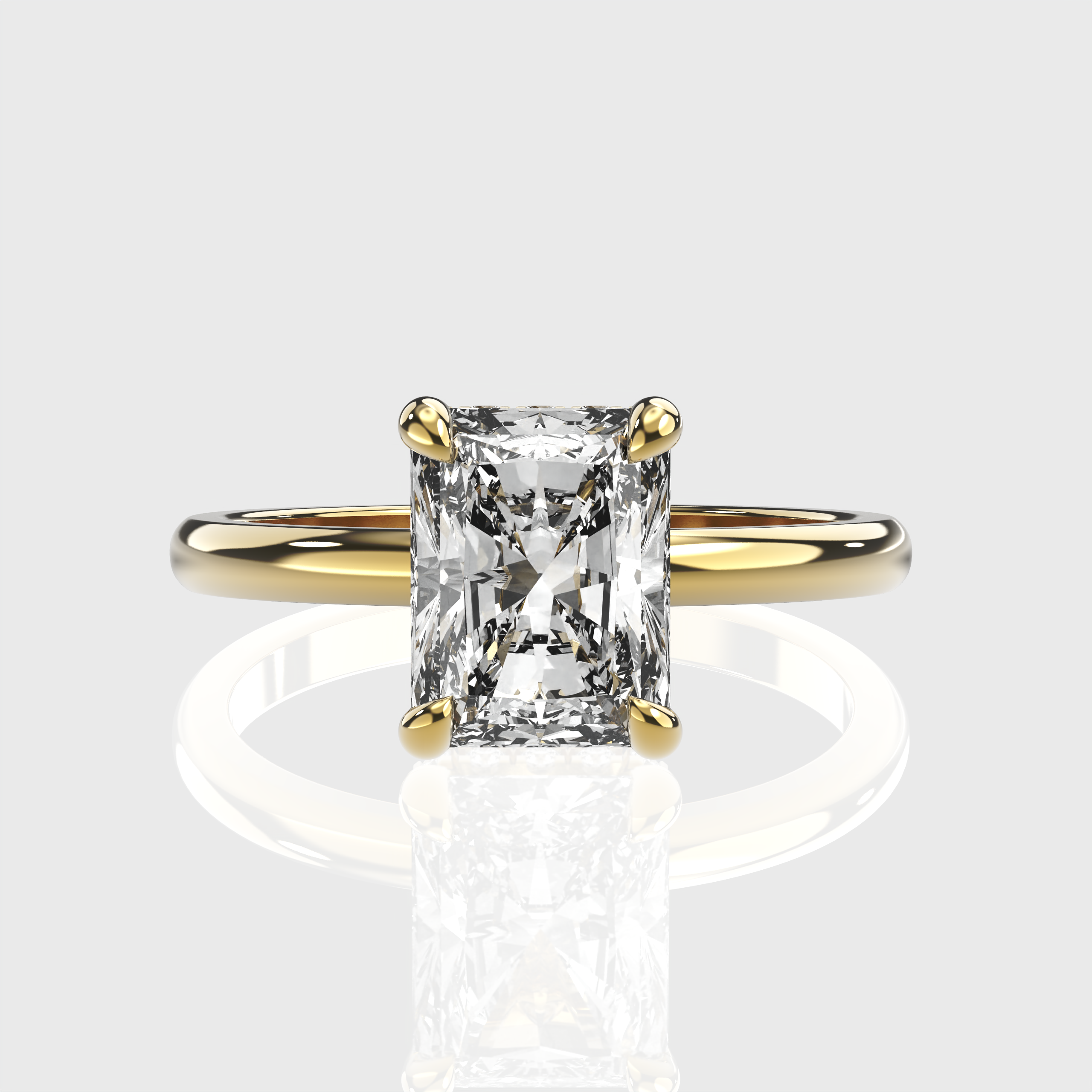 Classic Radiant-Cut Lab-Grown Diamond Engagement Ring with Hidden Halo Setting