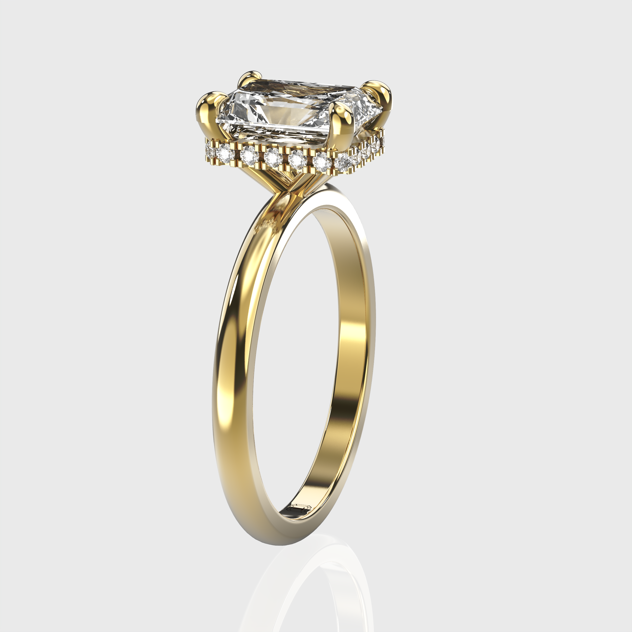 Classic Radiant-Cut Lab-Grown Diamond Engagement Ring with Hidden Halo Setting
