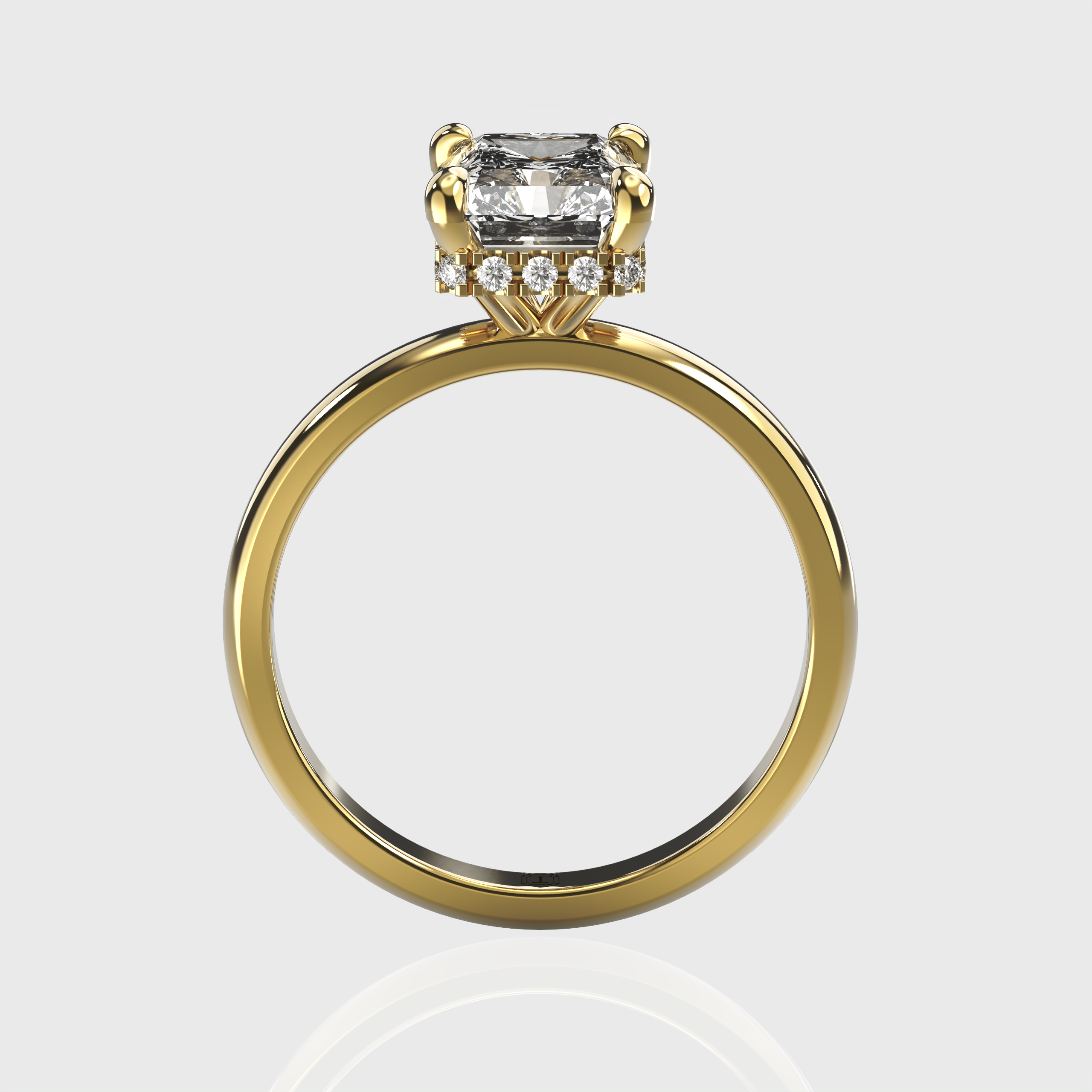 Classic Radiant-Cut Lab-Grown Diamond Engagement Ring with Hidden Halo Setting