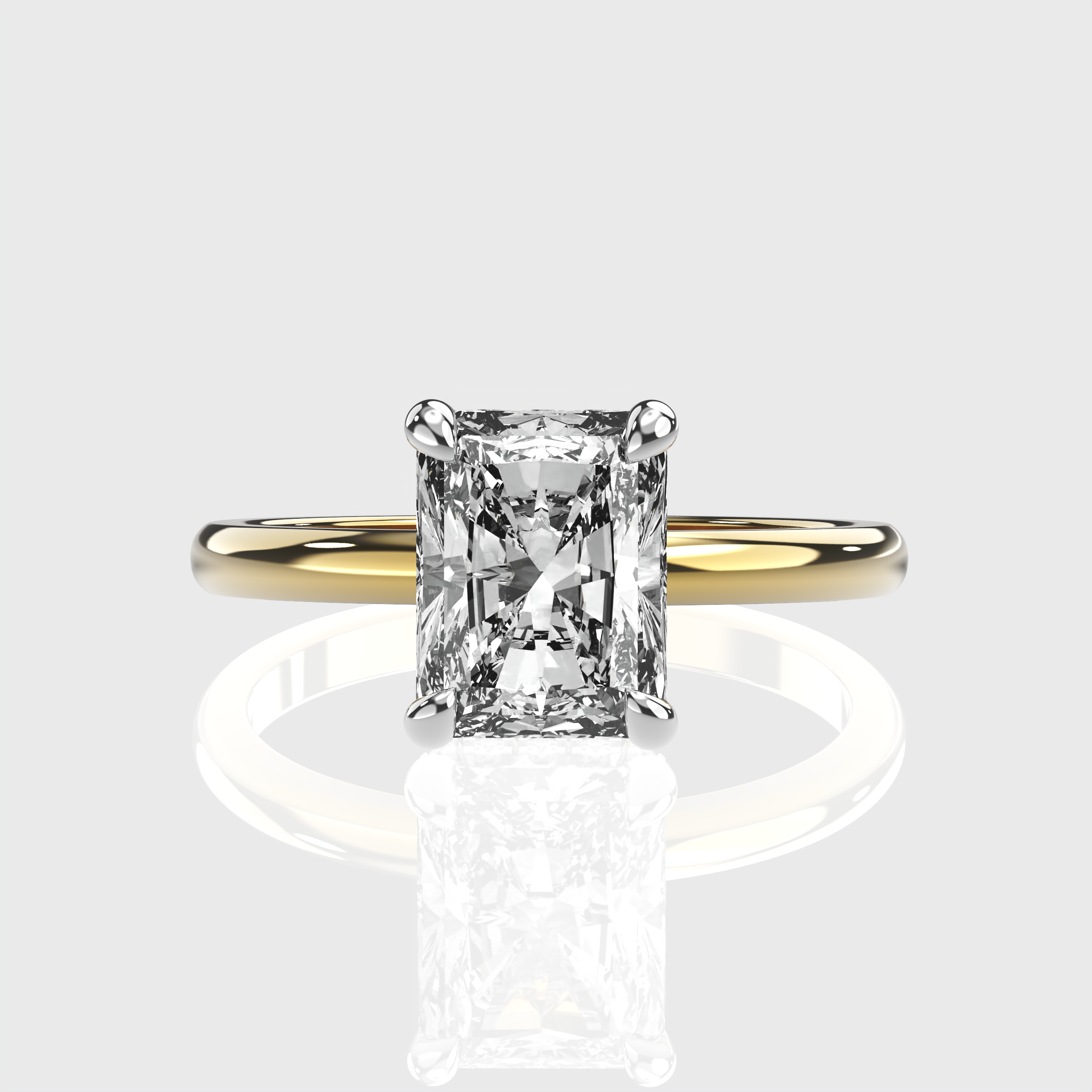 Classic Radiant-Cut Lab-Grown Diamond Engagement Ring with Hidden Halo Setting