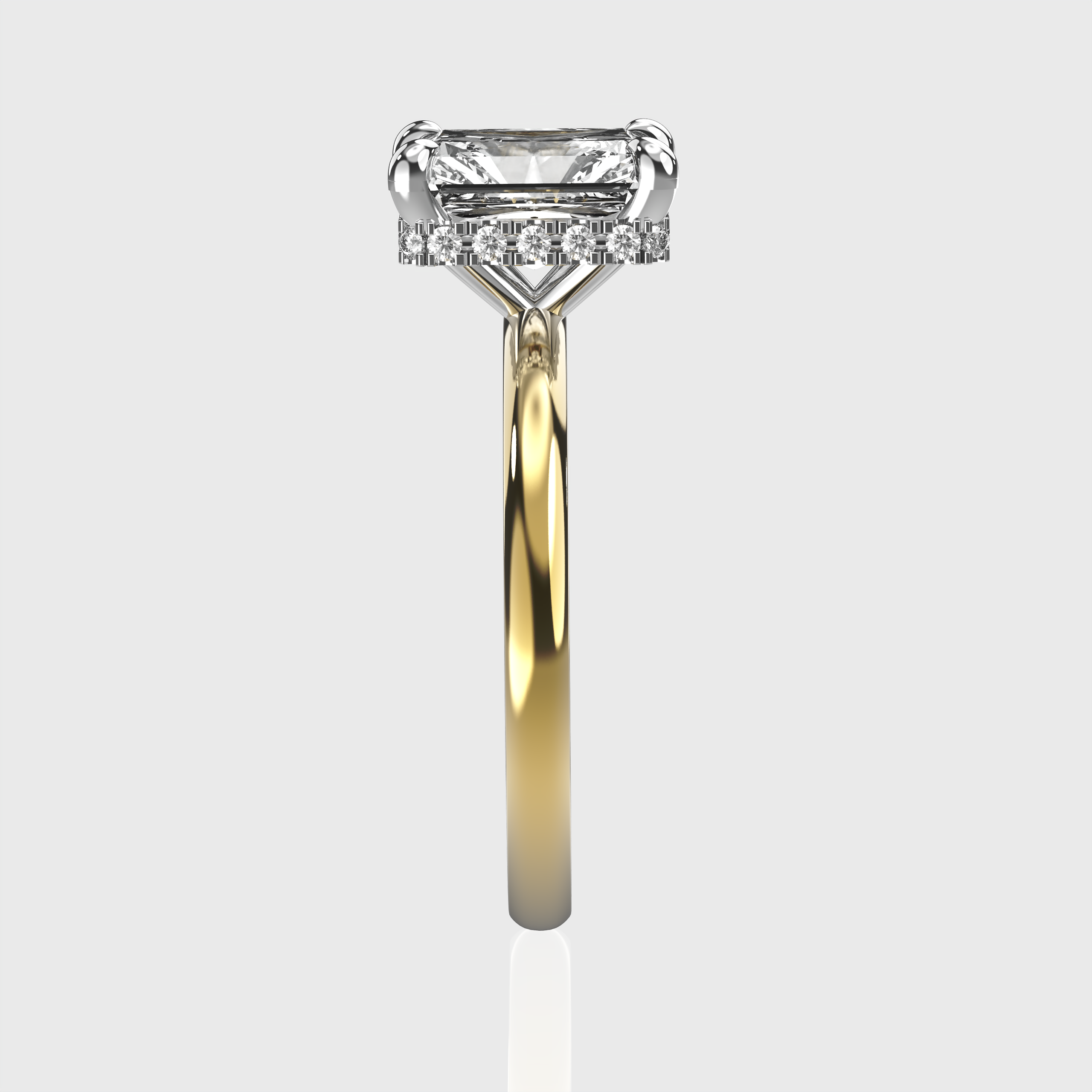 Classic Radiant-Cut Lab-Grown Diamond Engagement Ring with Hidden Halo Setting