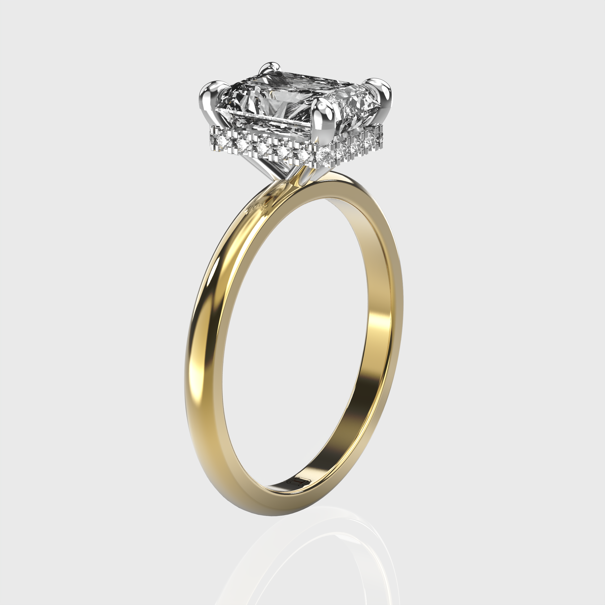 Classic Radiant-Cut Lab-Grown Diamond Engagement Ring with Hidden Halo Setting