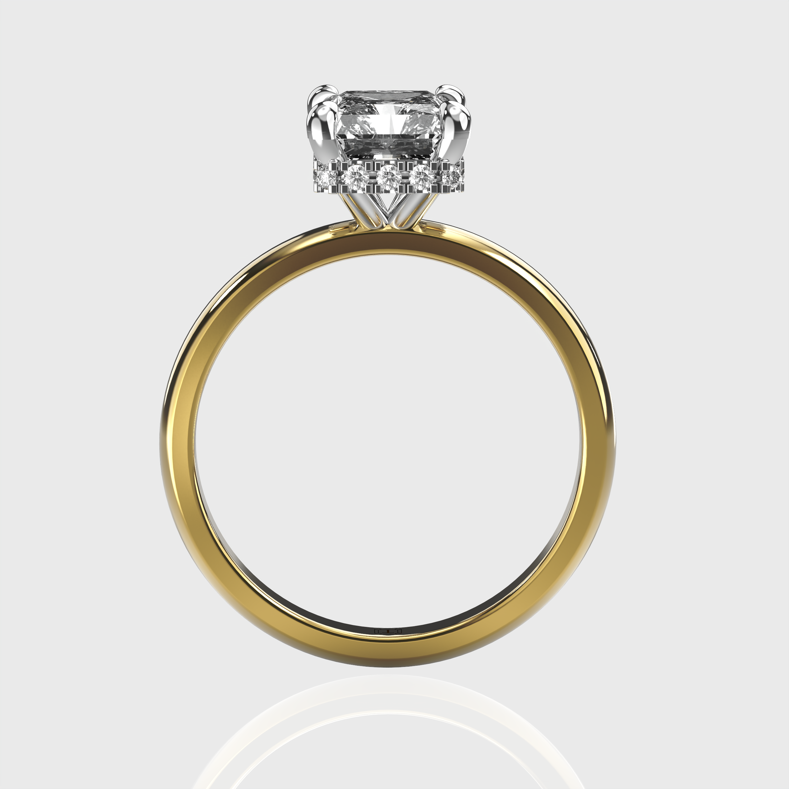 Classic Radiant-Cut Lab-Grown Diamond Engagement Ring with Hidden Halo Setting