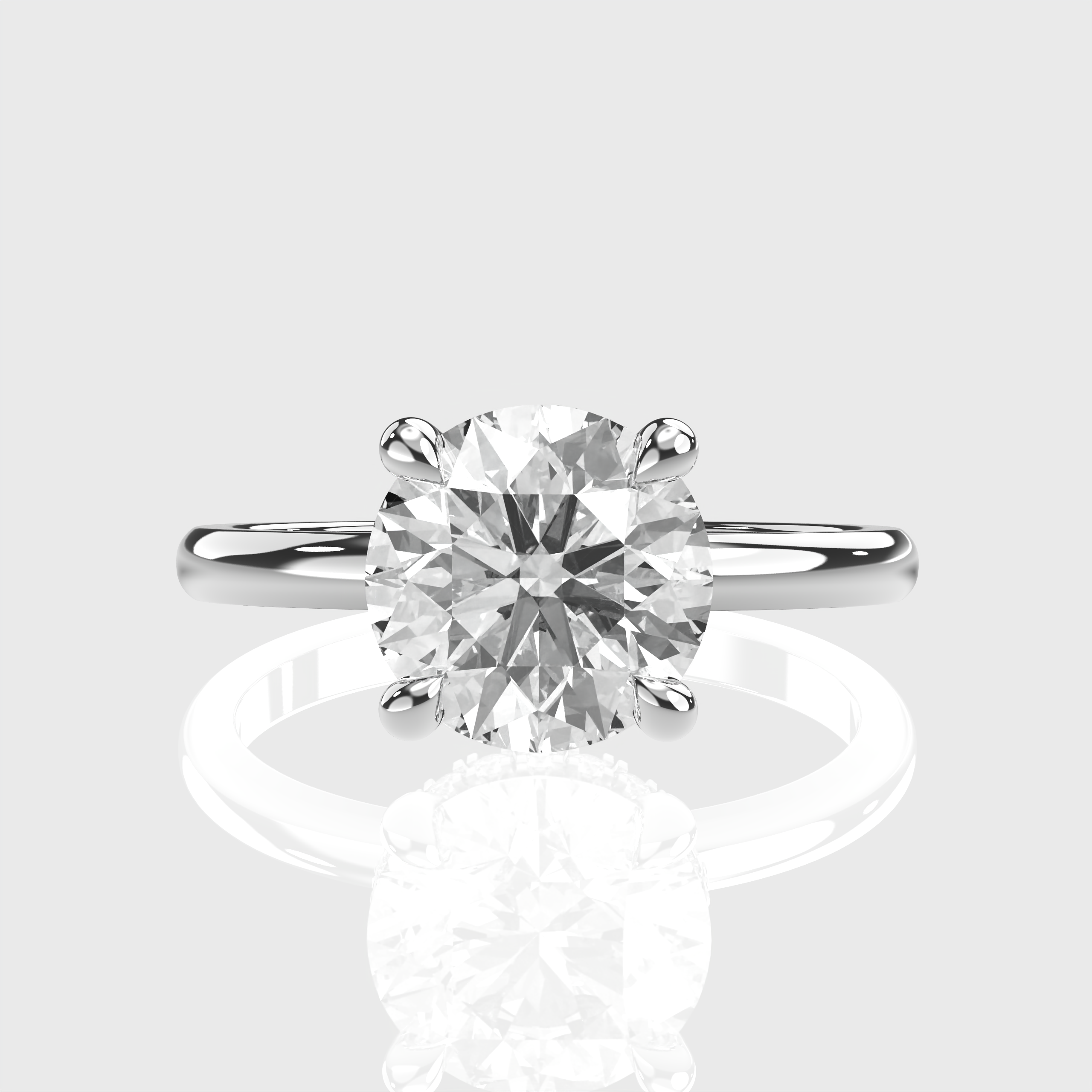Classic Round Diamond Solitaire Engagement Ring – Hidden Halo Setting