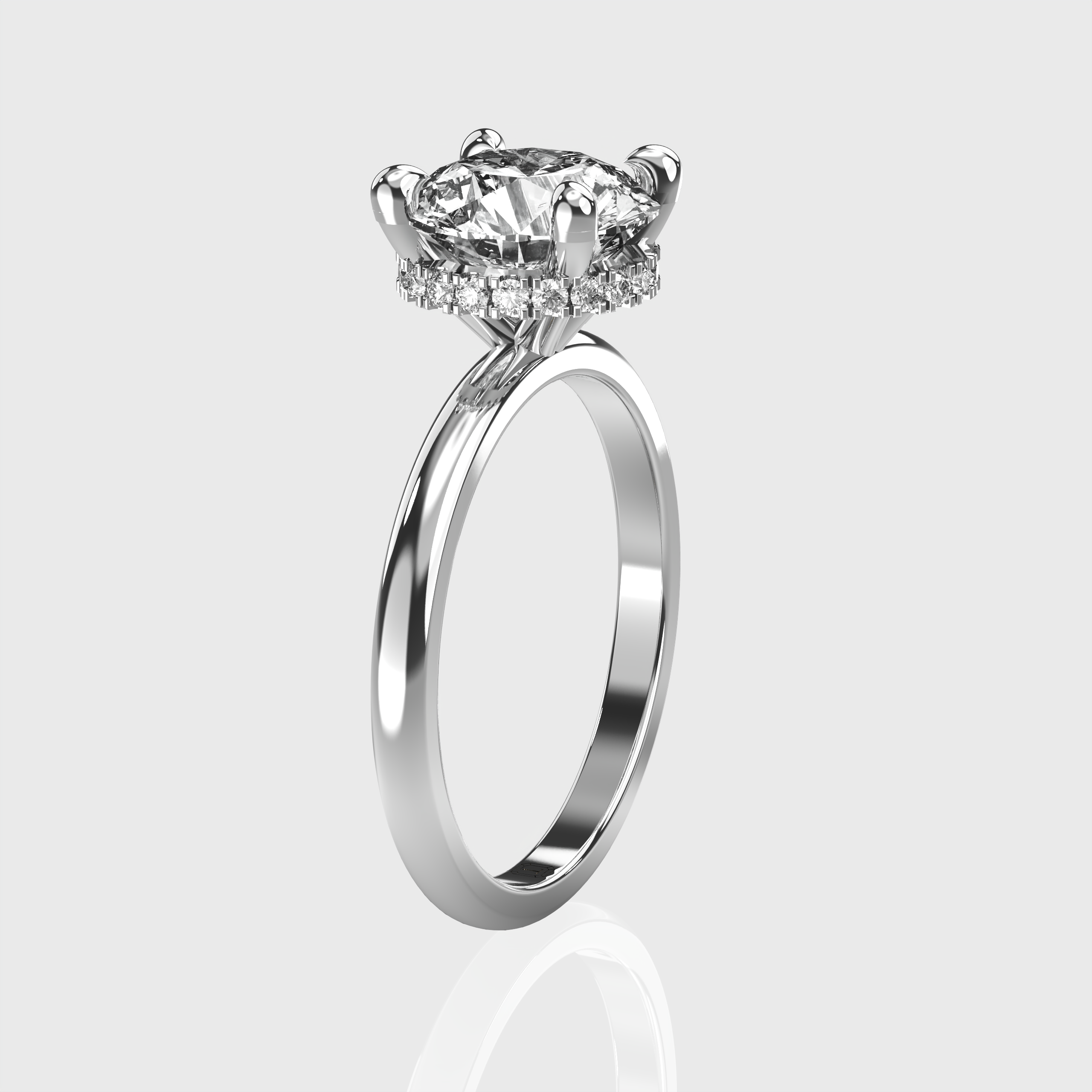 Classic Round Diamond Solitaire Engagement Ring – Hidden Halo Setting