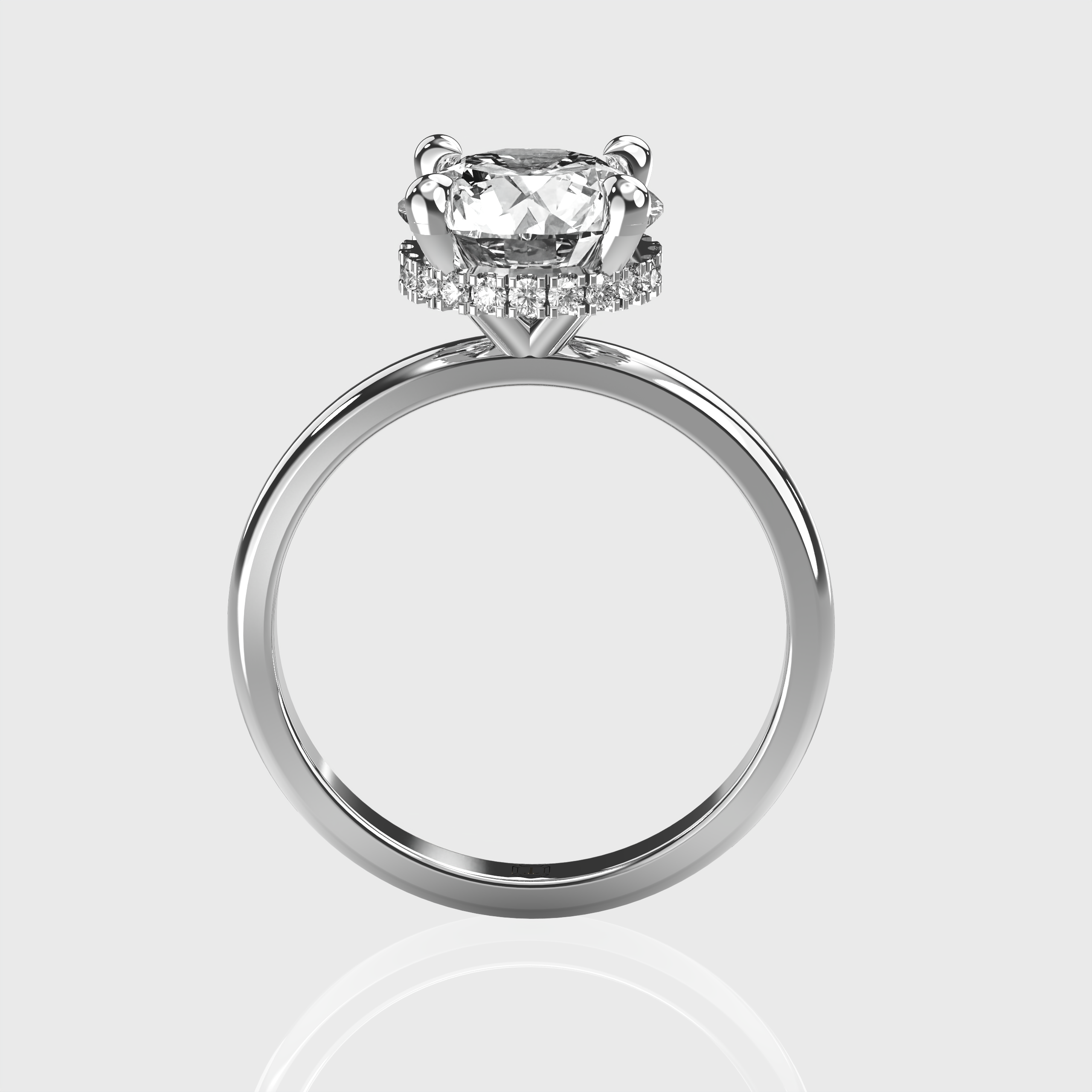 Classic Round Diamond Solitaire Engagement Ring – Hidden Halo Setting
