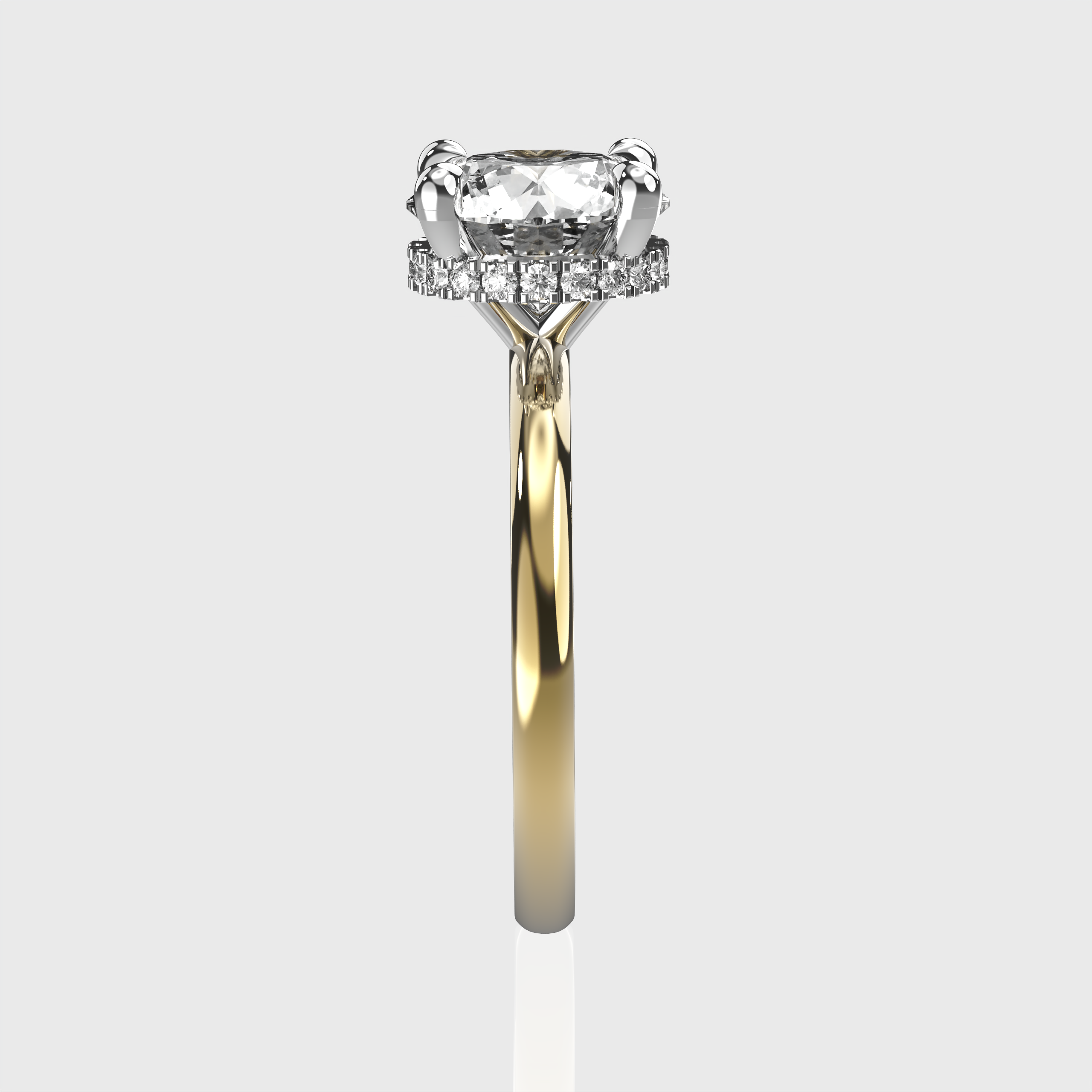 Classic Round Diamond Solitaire Engagement Ring – Hidden Halo Setting
