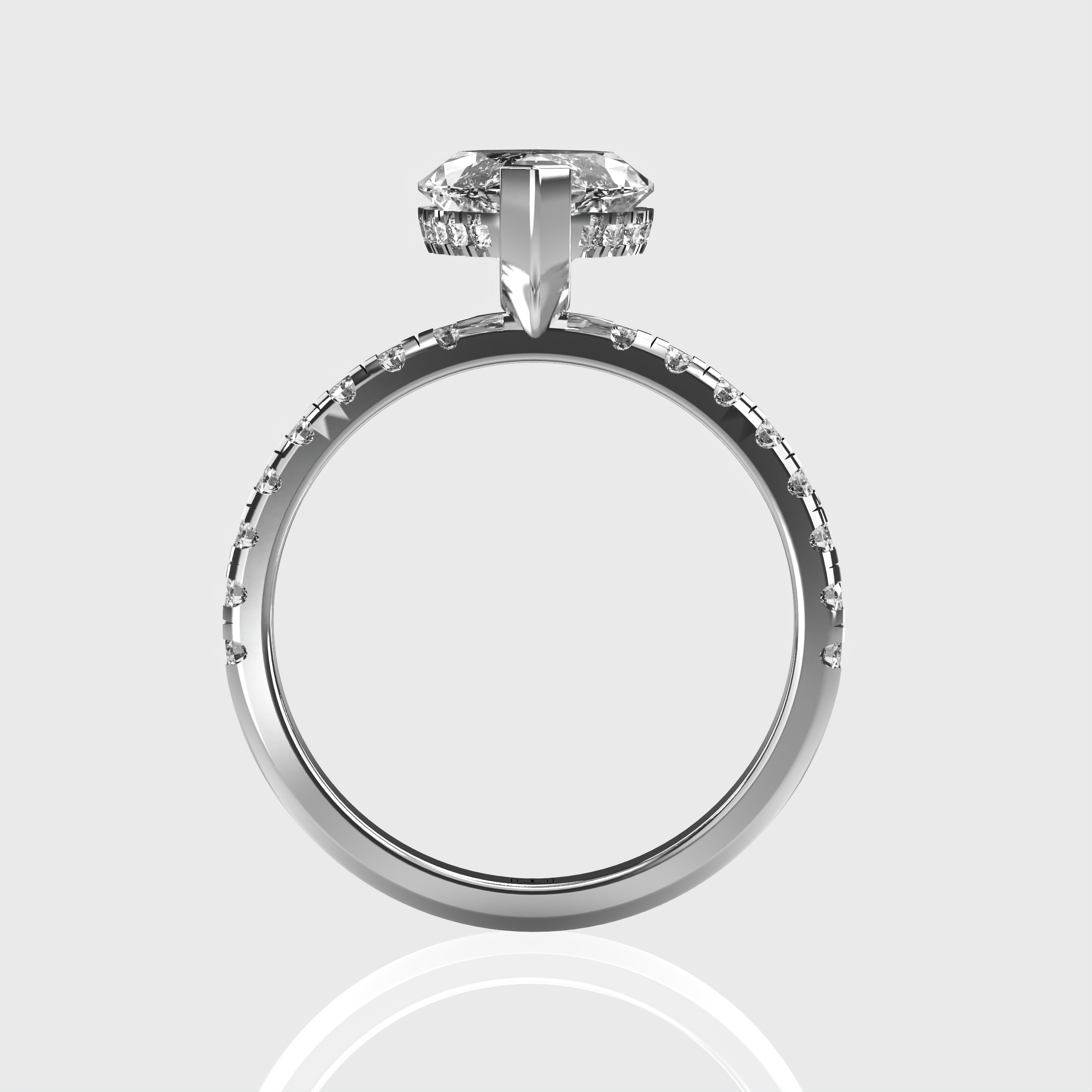 Marquise Diamond Engagement Ring with Hidden Halo Design