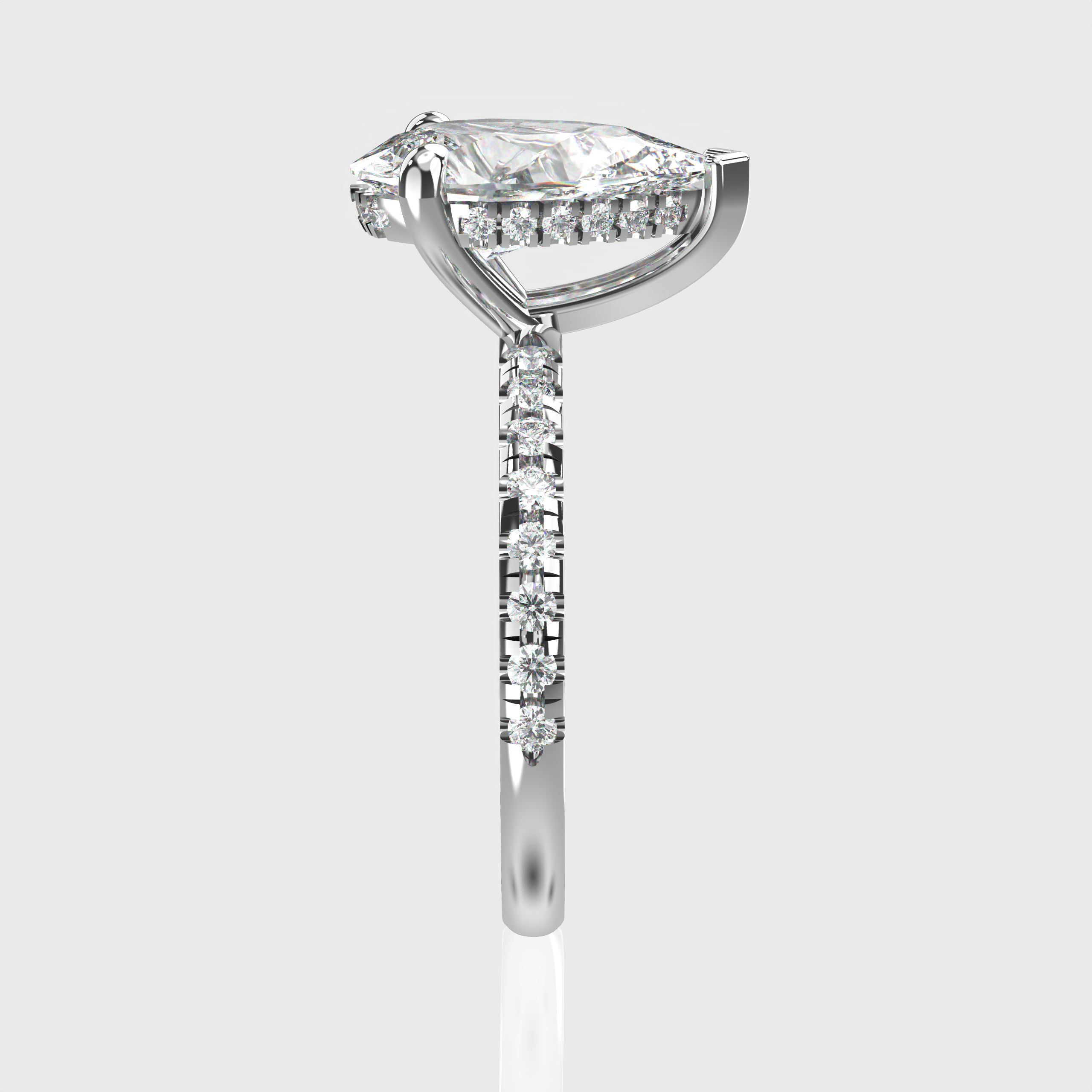 Elegant Pear-Cut Lab-Grown Diamond Engagement Ring | Pave-Set Band & Hidden Halo