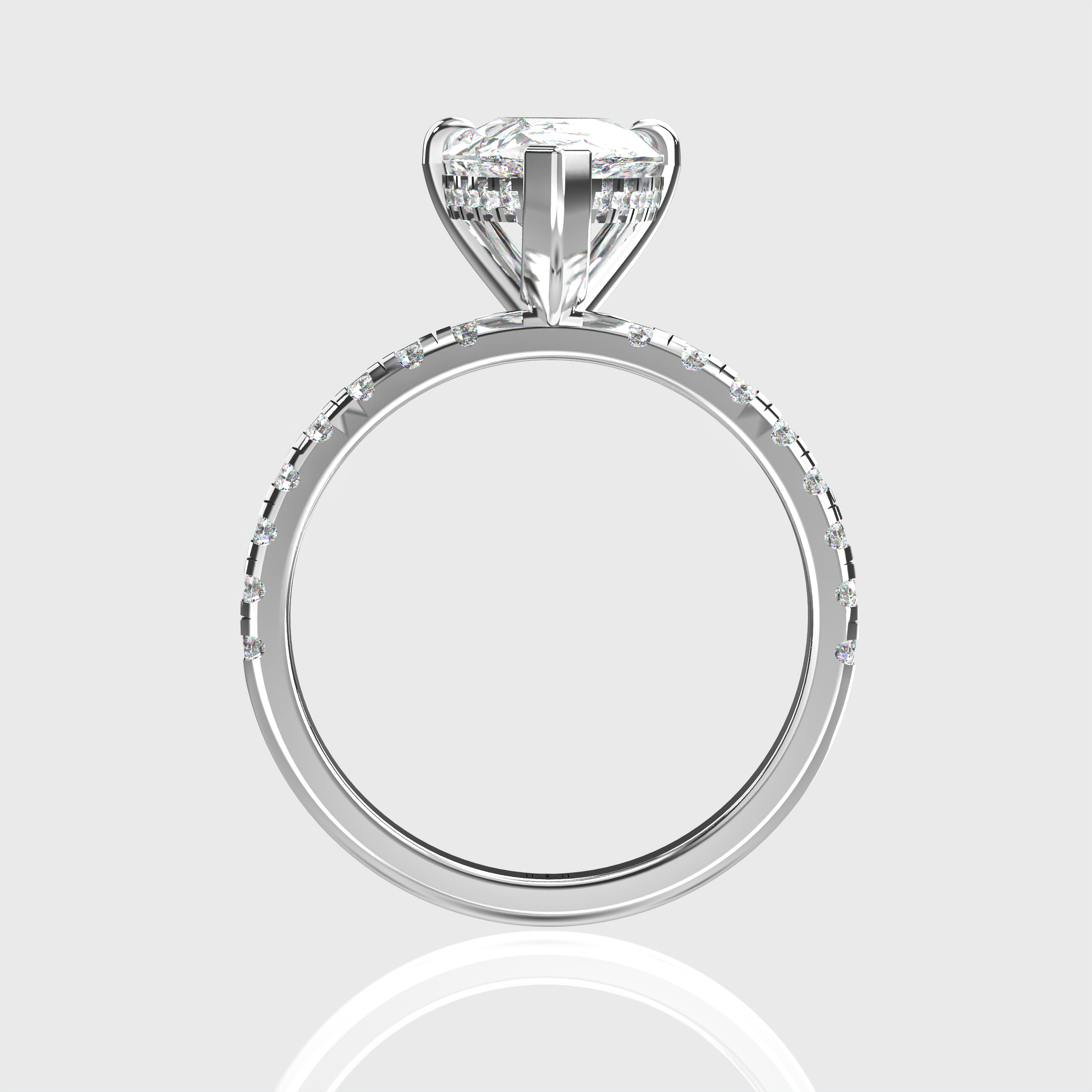 Elegant Pear-Cut Lab-Grown Diamond Engagement Ring | Pave-Set Band & Hidden Halo