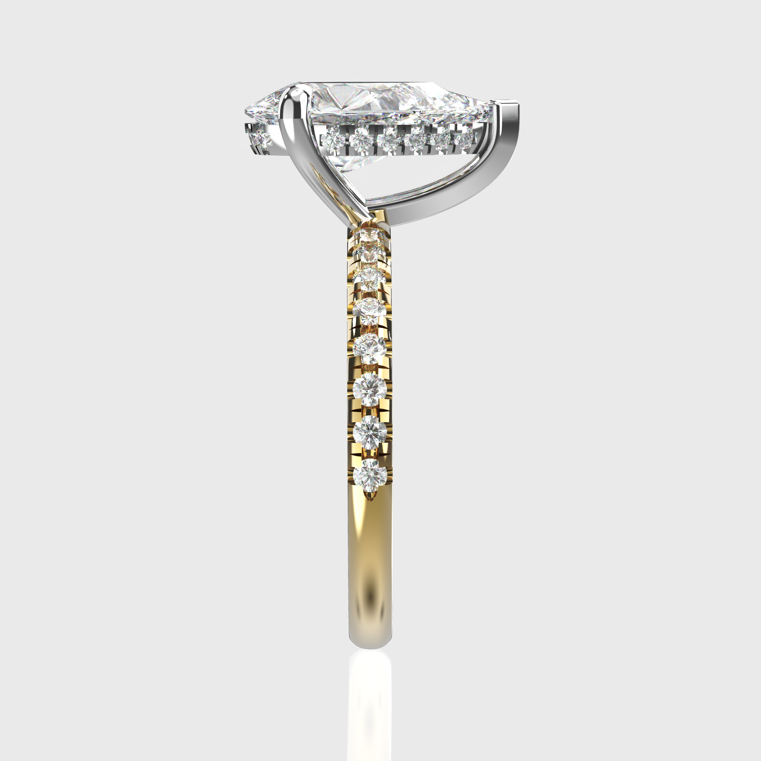 Elegant Pear-Cut Lab-Grown Diamond Two Tone Engagement Ring