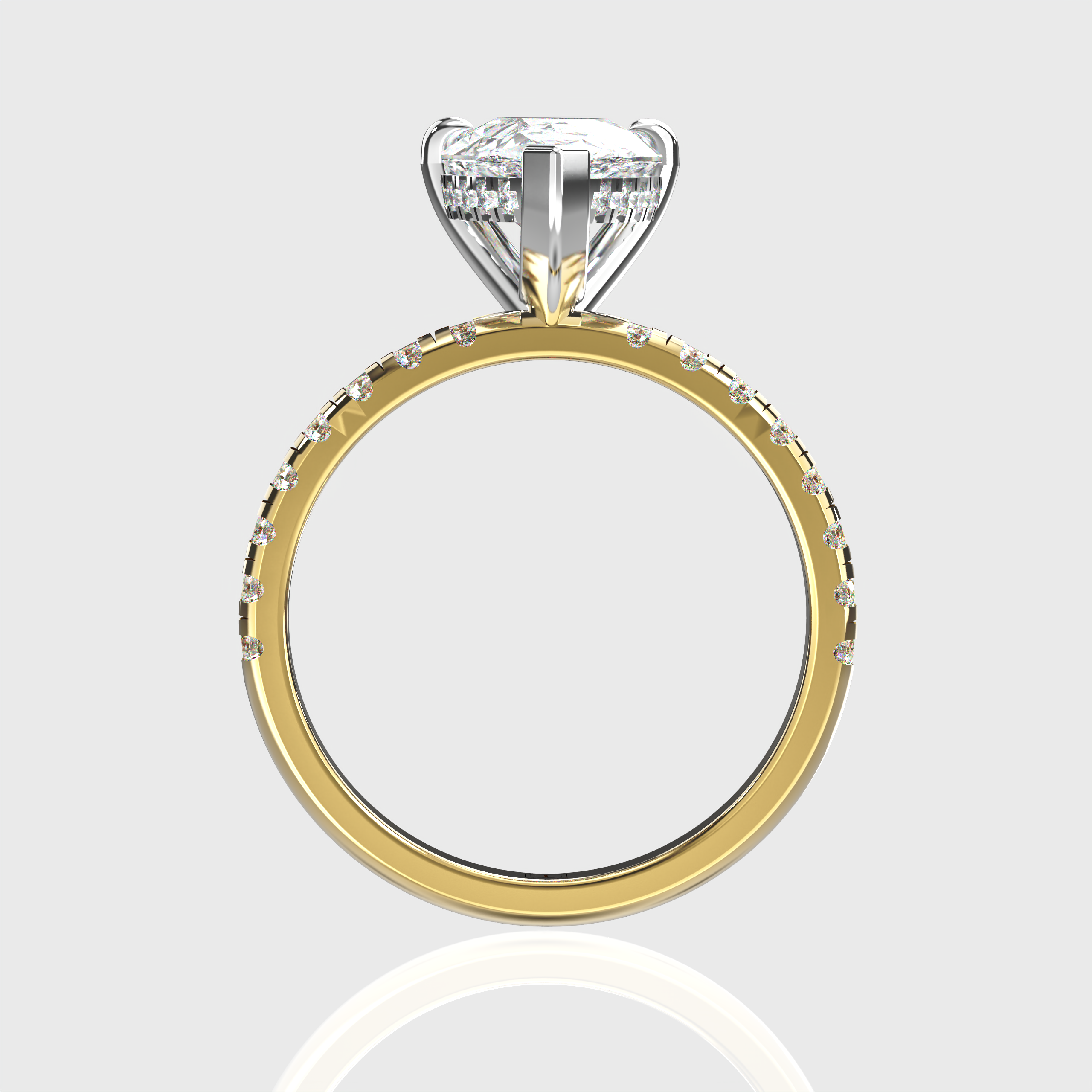 Elegant Pear-Cut Lab-Grown Diamond Engagement Ring | Pave-Set Band & Hidden Halo