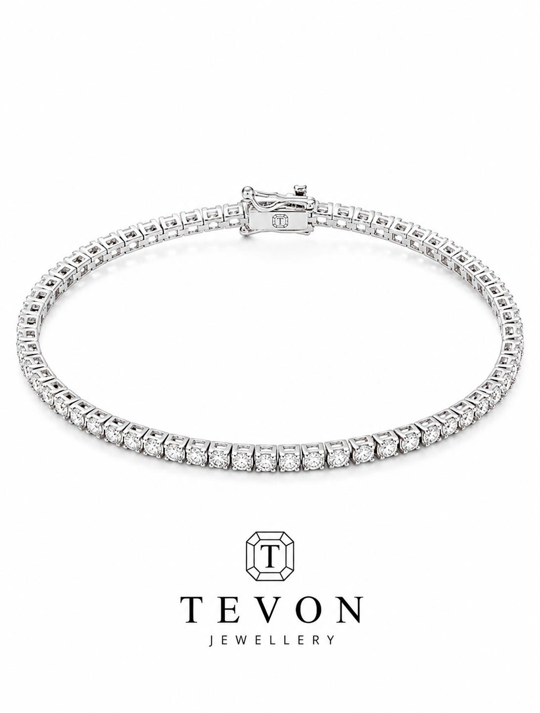 Round Brilliant Lab Grown Diamond Tennis Bracelet, White Gold 4 Prong Diamond Bracelet, Classic Tennis Jewelry Gift for Her