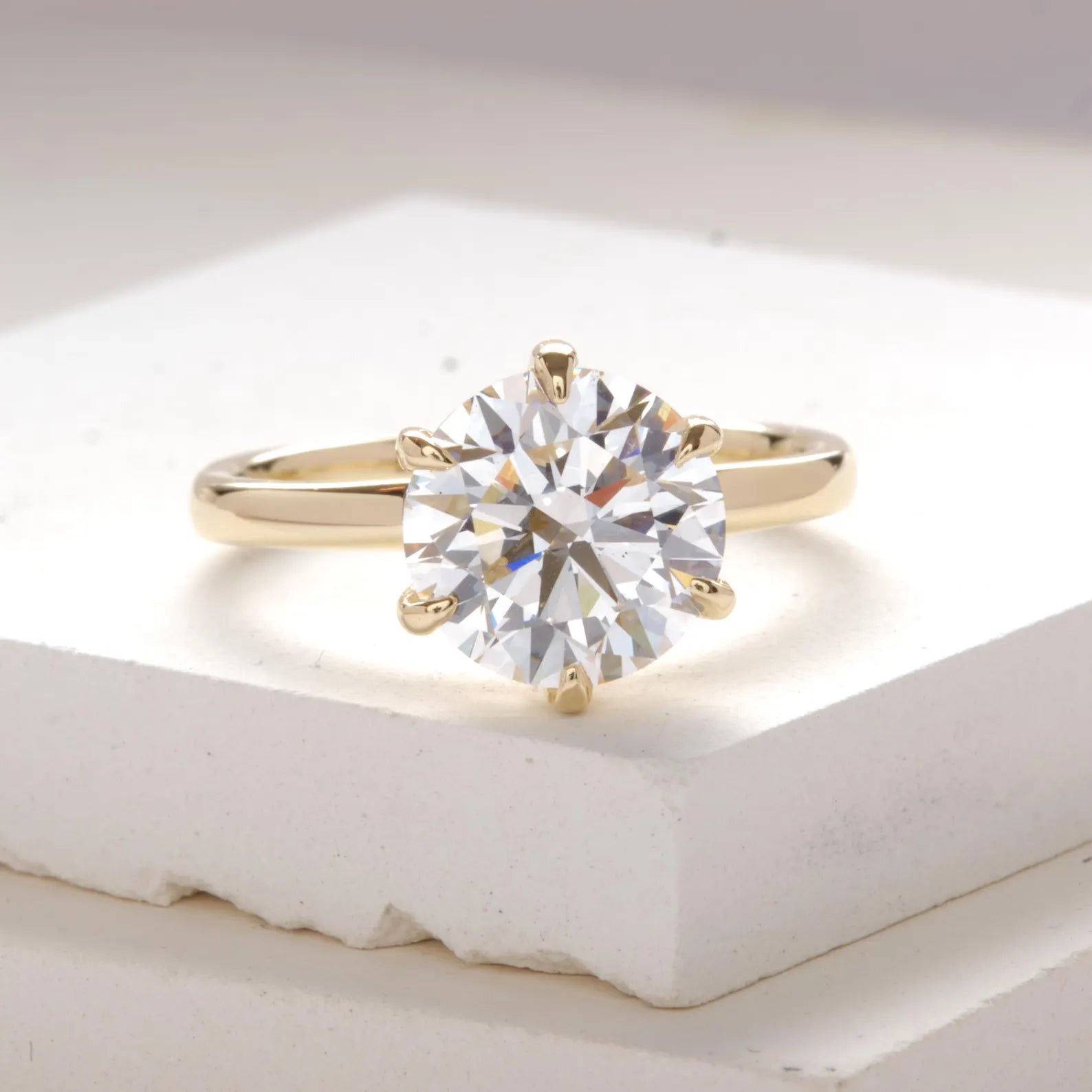 Round Cut Lab Grown Diamond Solitaire Engagement Ring, Classic Six Prong Diamond Ring, Minimalist Proposal Ring, Bridal Jewelry