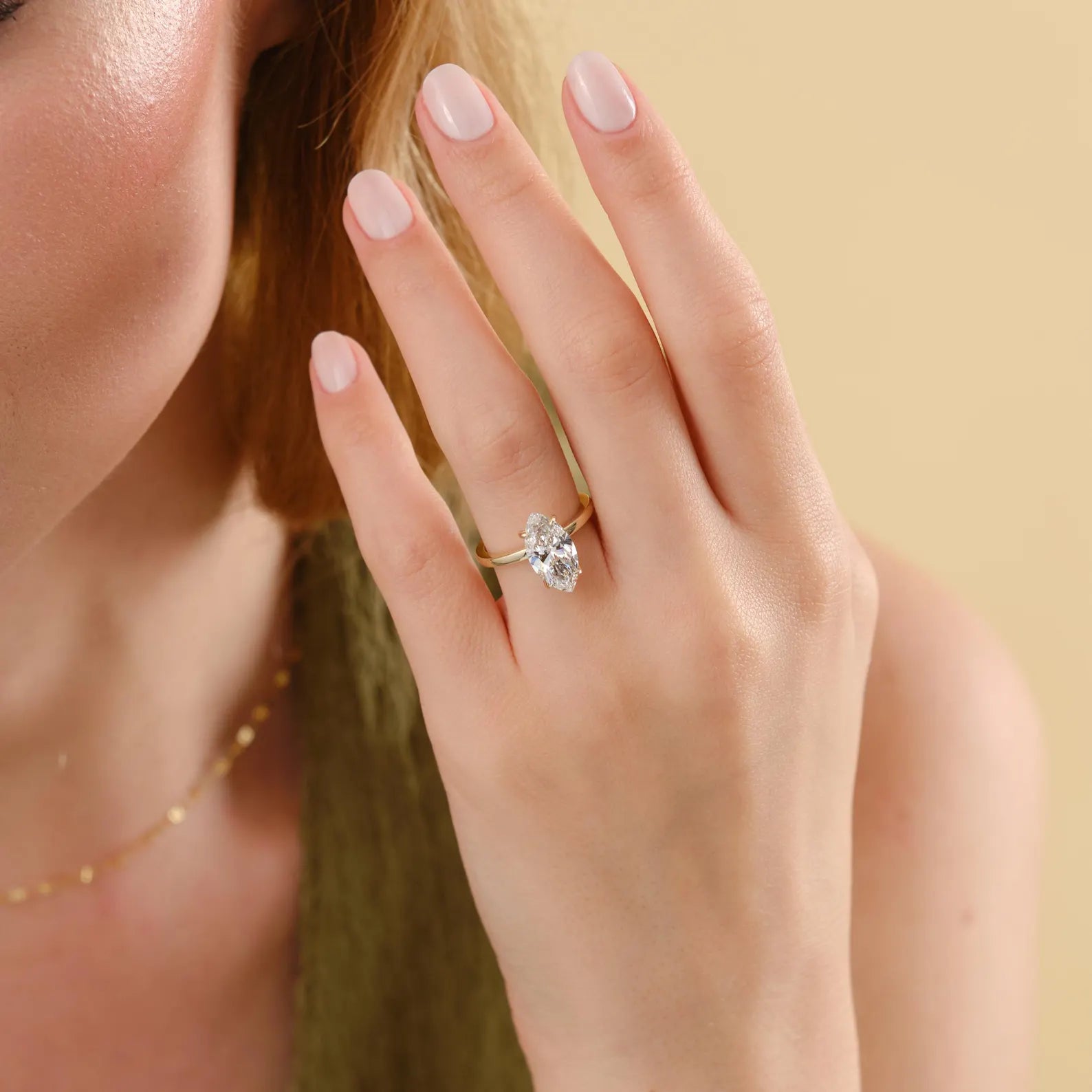 Marquise Cut Lab Grown Diamond Engagement Ring, Classic Solitaire Ring, Six Prong Diamond Proposal Ring, Minimalist Bridal Ring