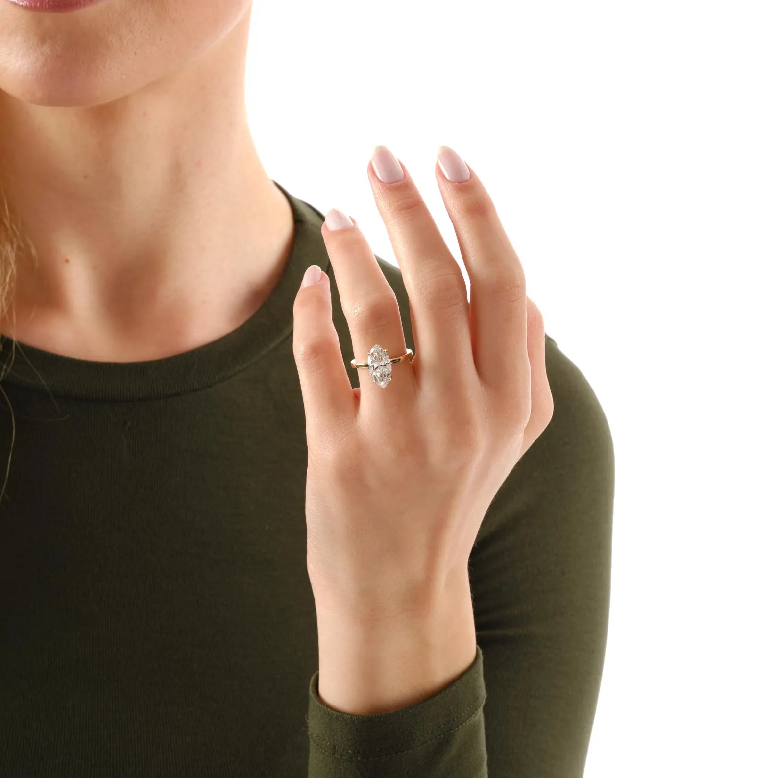 Marquise Cut Lab Grown Diamond Engagement Ring, Classic Solitaire Ring, Six Prong Diamond Proposal Ring, Minimalist Bridal Ring